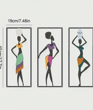 Set van 3 Wanddecoratie Afrikaanse Danseressen - Boho Fiber Art