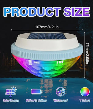 1-2Pack Solar Floating Pool Lighting, RGB Colour Changing Waterproof Pond Lights for Decoration of Swimming Pools, Yard Roads