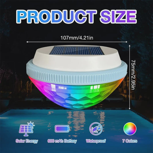 1-2Pack Solar Floating Pool Lighting, RGB Colour Changing Waterproof Pond Lights for Decoration of Swimming Pools, Yard Roads