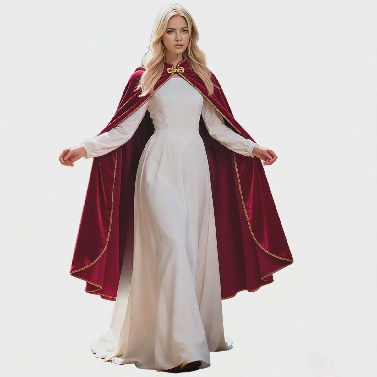 Unisex Middeleeuwse Fluwelen Cape met Opstaande Kraag - Renaissance Kostuum voor Feest, Cosplay & Podium