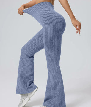 Hoge Taille Stretch Pantalon met Wijde Pijpen voor Dames - Slim Fit, Ideaal voor Workout & Casual Gebruik
