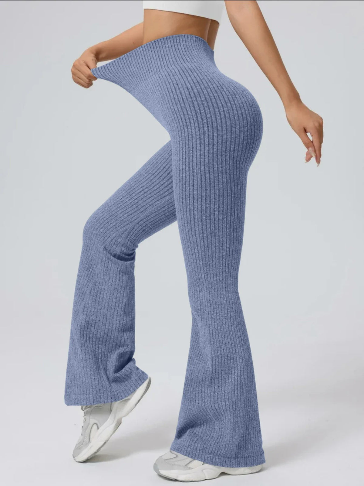 Hoge Taille Stretch Pantalon met Wijde Pijpen voor Dames - Slim Fit, Ideaal voor Workout & Casual Gebruik