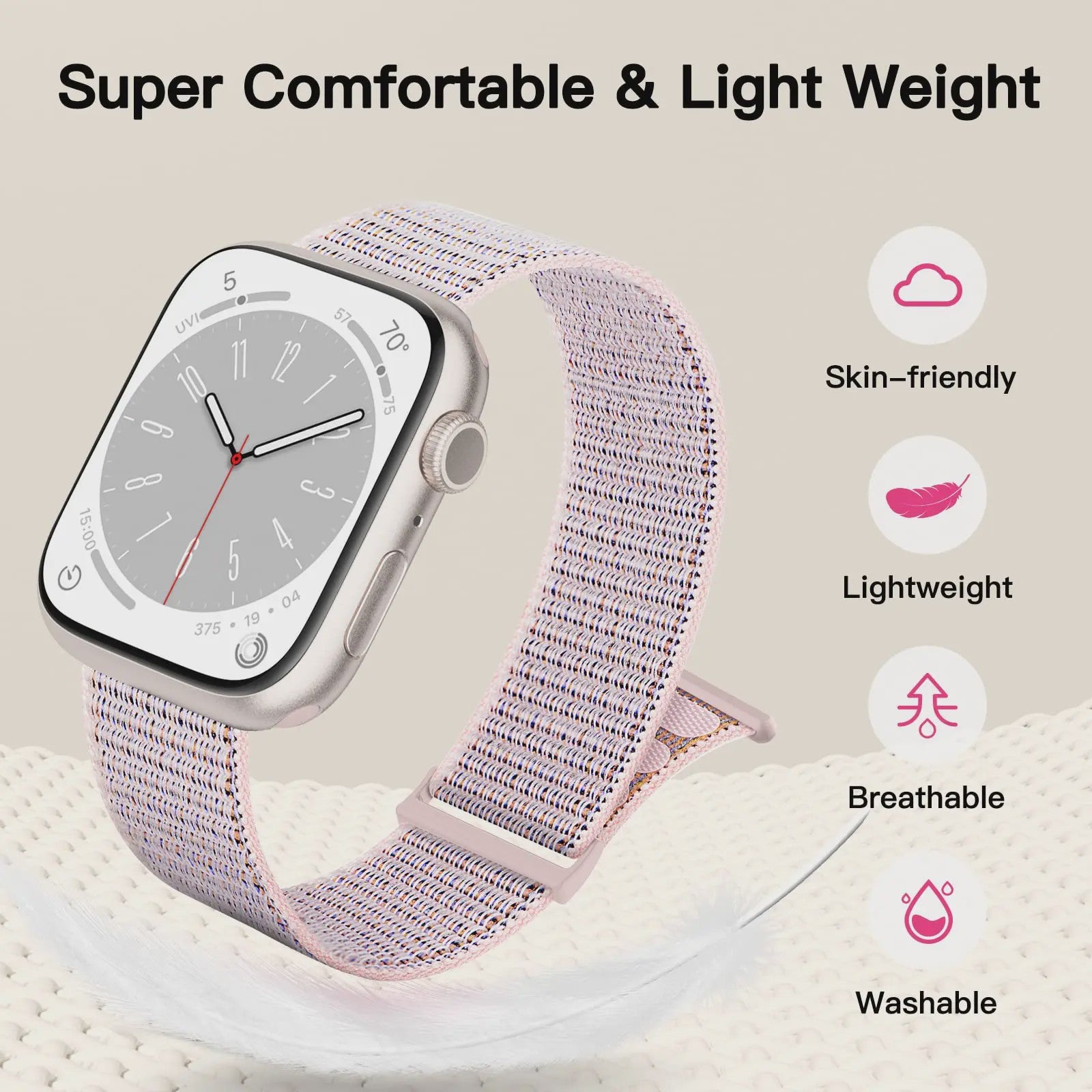 Nylon Sportband voor Apple Watch (38-49mm) - Ademend & Verstelbaar met Klittenband