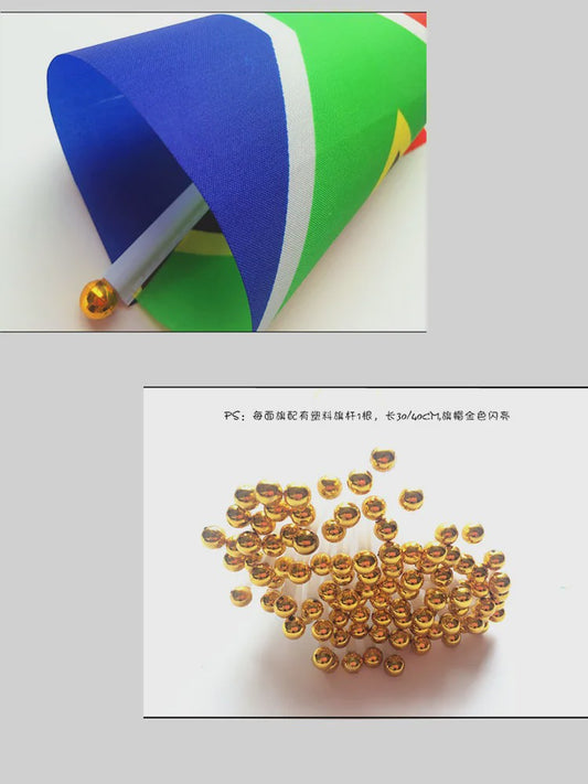 Set van 10 Braziliaanse Wapperende Vlaggetjes 14x21cm met Plastic Stokjes