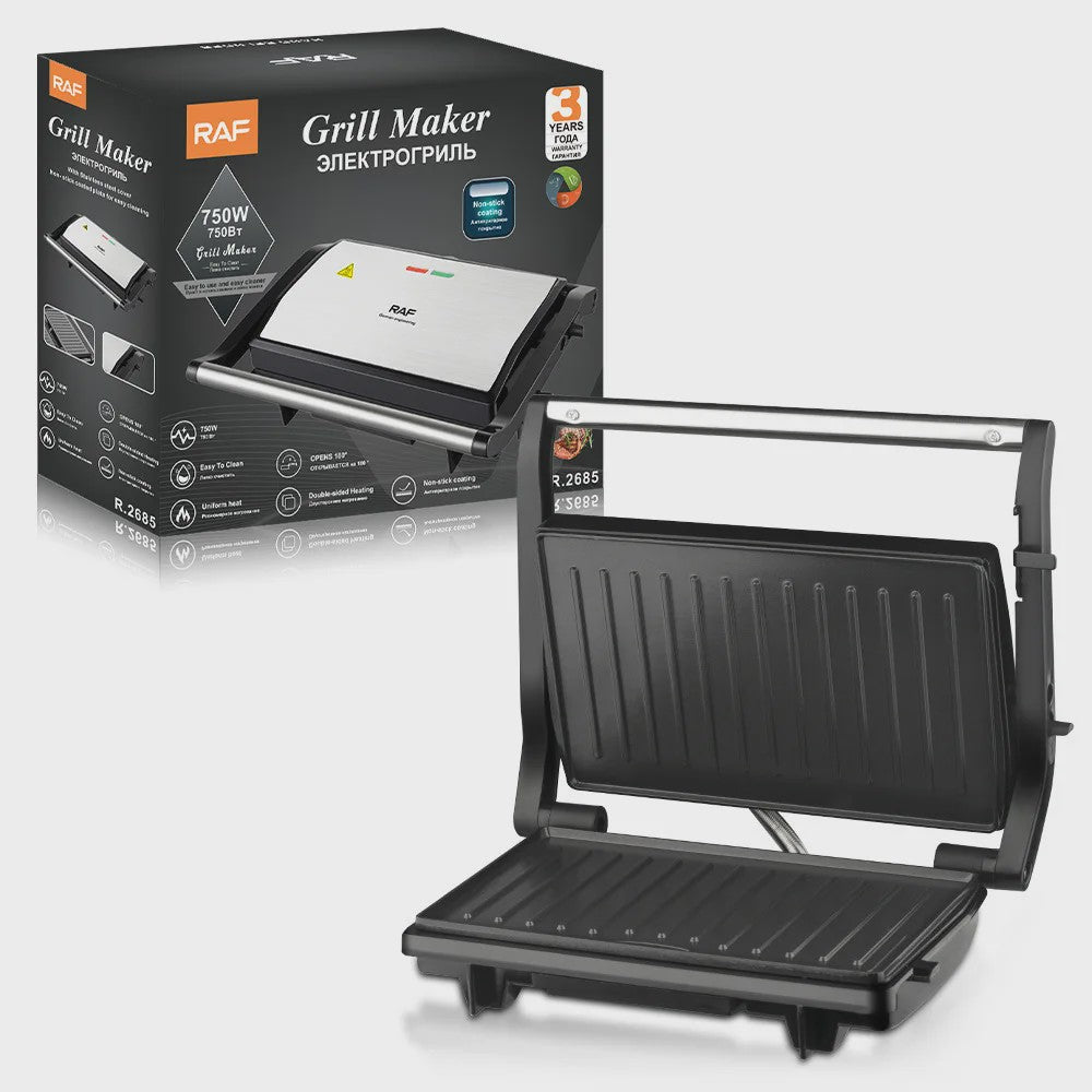 Elektrische Contactgrill & Panini Pers - 750W - 180° Open - Grill, Bakplaat & BBQ