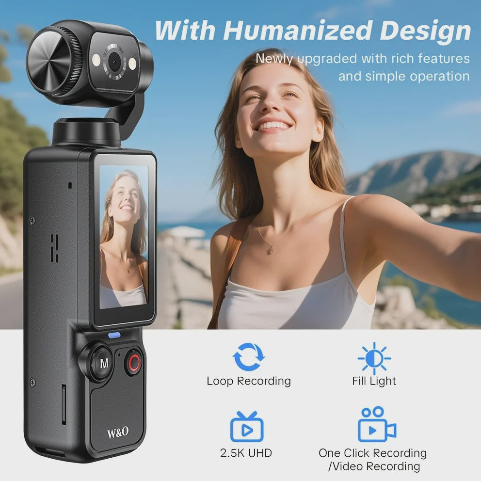 POVCAN Mini Action Camera met WiFi & 32GB Kaart - Ideaal voor Vlogging, Fietsen, Motor & Reizen