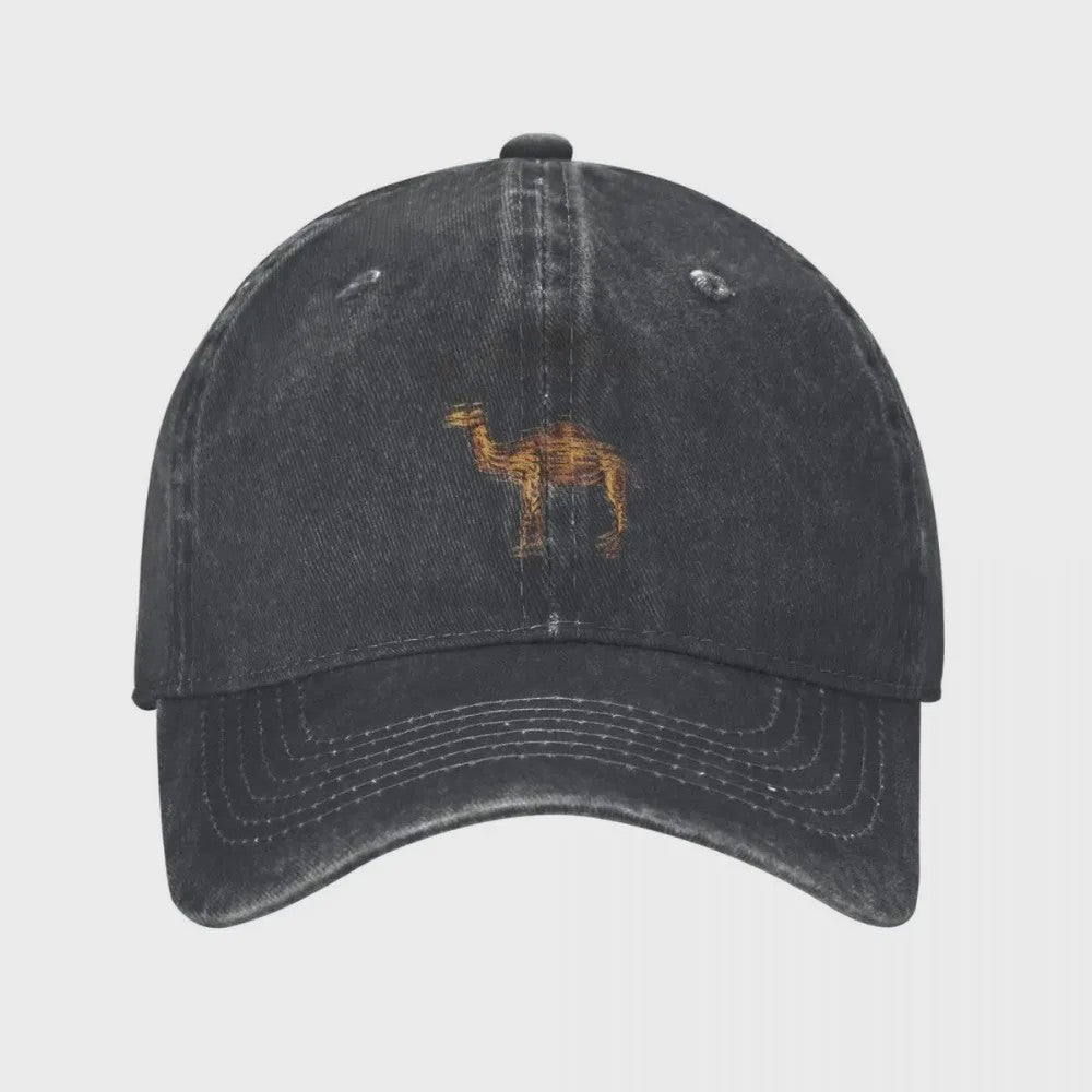 Vintage Trucker Cap met Camel Print - Verstelbaar en Washed Look
