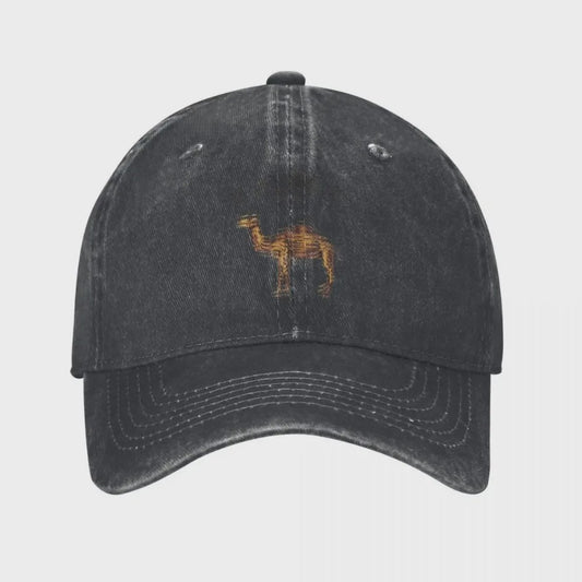 Vintage Trucker Cap met Camel Print - Verstelbaar en Washed Look