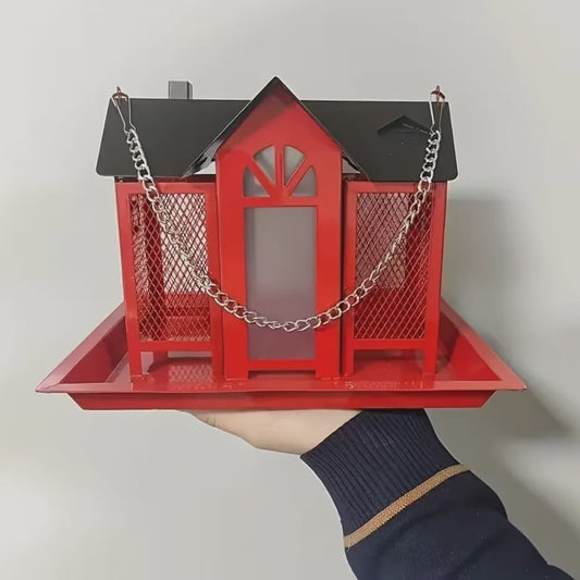 Hangend Vogelvoederhuisje met Grote Capaciteit - IJzeren Voederstation voor Tuin & Buiten