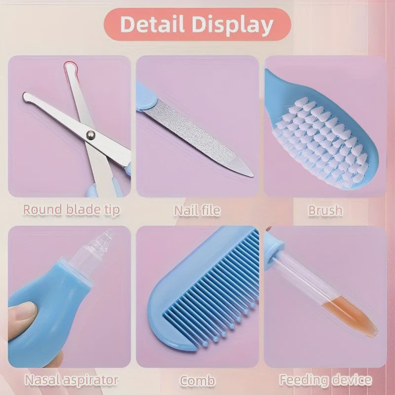 Baby Verzorgingsset 20 Delig met Nagelknipper, Borstel, Kam en Opbergtas