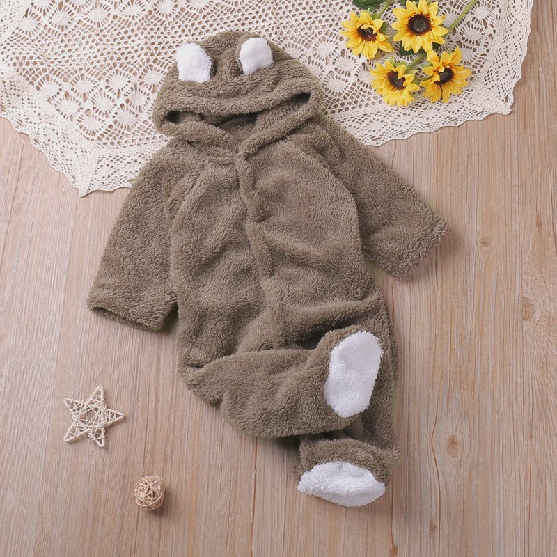 Schattige Baby Romper met Berenoren - Winter Jumpsuit voor Jongens & Meisjes