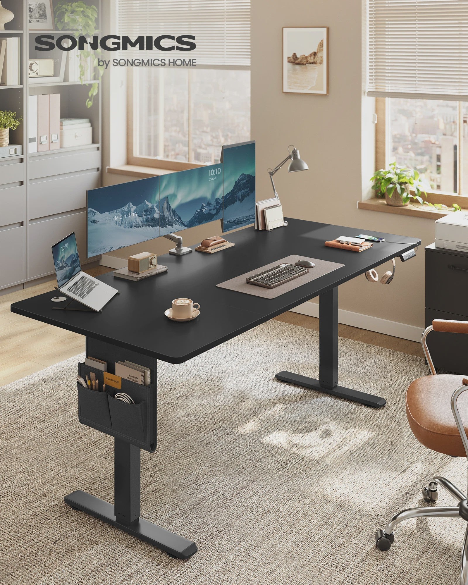 SONGMICS Elektrisch In hoogte Verstelbaar Bureau 180x80 cm met USB-C en Memory Functie