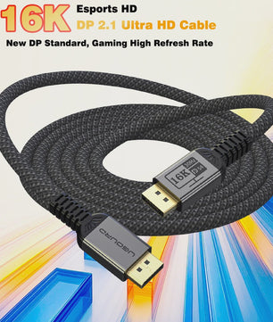 UGOURD DisplayPort 2.1 Kabel - 16K 480Hz, 54Gbps, HDR10, DSC - Ultieme Gaming & Monitor Kabel