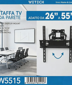 WETECH W5515 TV Muurbeugel: Volledig Beweegbaar voor 26-55 Inch TV's, 25kg Draagkracht, Kantelbaar & VESA Compatibel