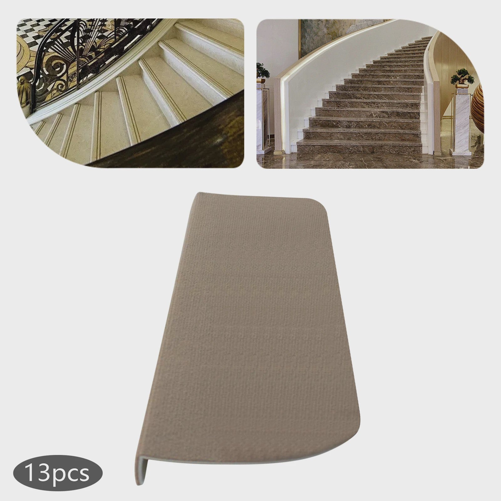 13x Beige Antislip Traptrede Matten - 55x24cm - Bescherming en Veiligheid voor Elke Trap