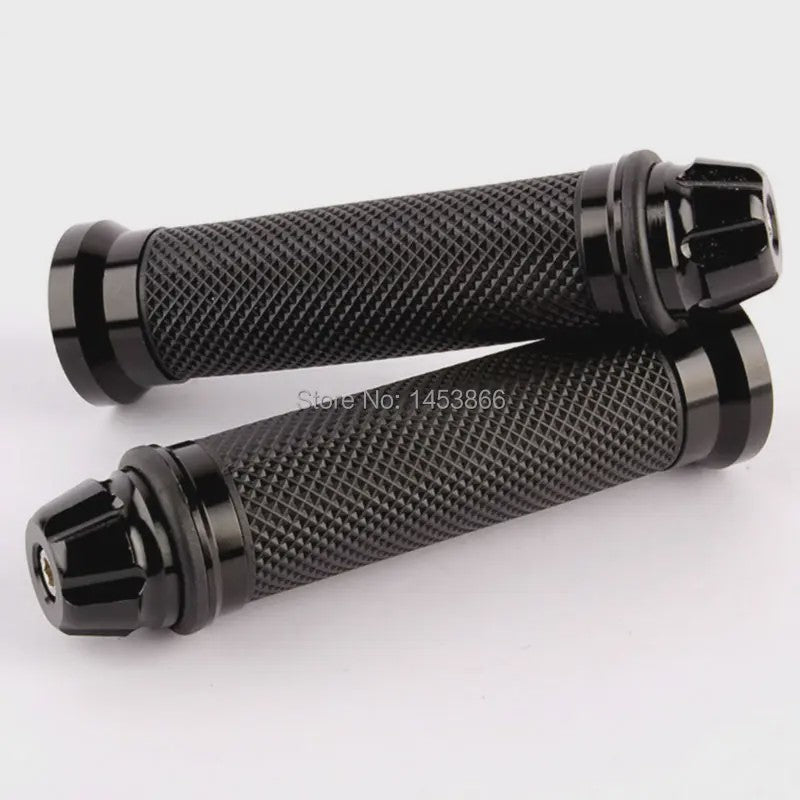 Zwarte Motor Handvatten 7/8'' (22mm) Universeel - Grips met Eindstukken voor Yamaha, Honda, Suzuki, Kawasaki