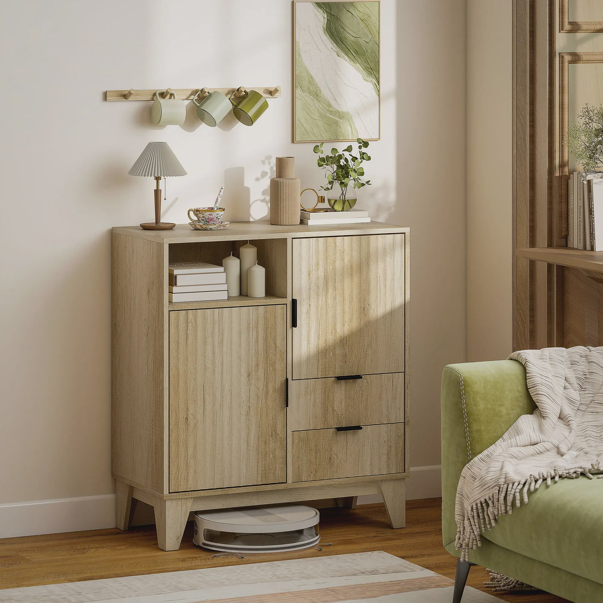 Moderne Buffetkast met 2 Deuren, 2 Lades en Verstelbare Plank - Zachte Sluiting