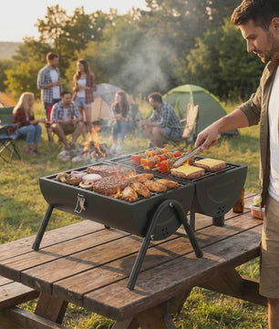 Draagbare Houtskool BBQ Grill - Compacte Barbecue voor Camping & Outdoor