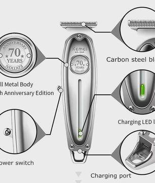Kemei KM-1949 All Metal Hair Clipper & KM-2028 Shaver Set - Professioneel Draadloos Trimmer & Scheerapparaat