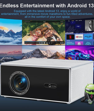 ThundeaL TDA7W 4K Projector: Full HD 1080P, Android 13, WiFi 6 & 32GB - Home Theater & Outdoor Bioscoop