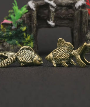 Retro Messing Goudvis Beeldjes - Miniatuur Decoratie & Leuk Cadeau