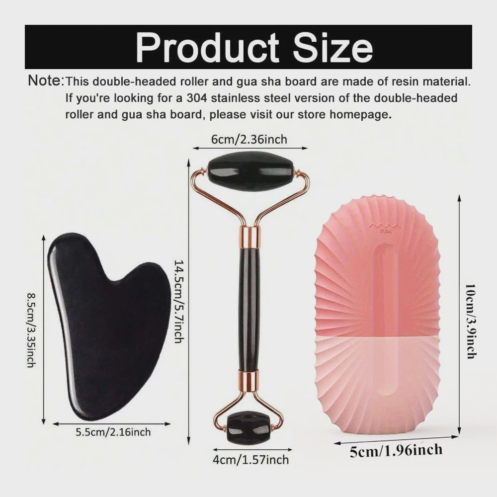 Gezichtsroller & IJsroller Set: Luxe Huidverzorging met Gua Sha Tool