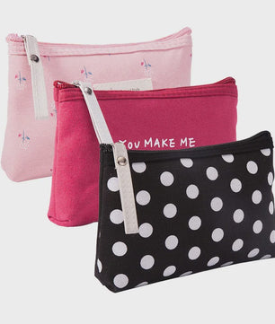 Schattige Canvas Make-up Tas met Stippenprint - Make-up & Toiletartikelen Organizer