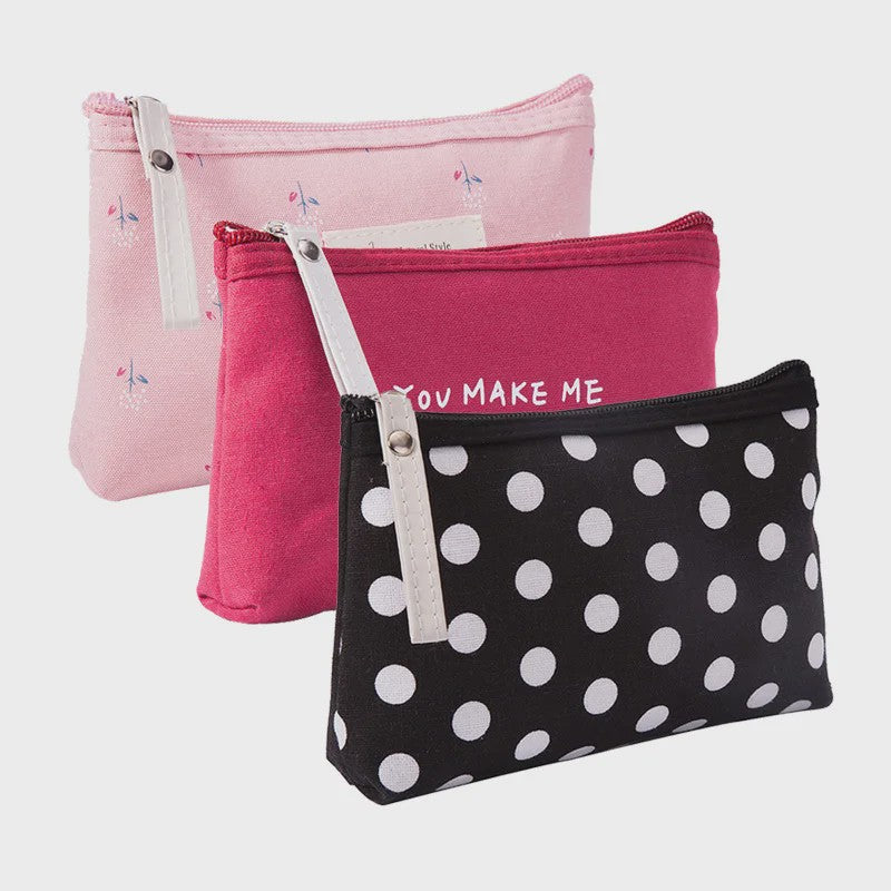 Schattige Canvas Make-up Tas met Stippenprint - Make-up & Toiletartikelen Organizer