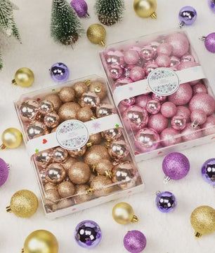 44x Kerstballen Set - Gemengde Maten 3cm/4cm - 7 Kleuren - Plastic Hangdecoratie