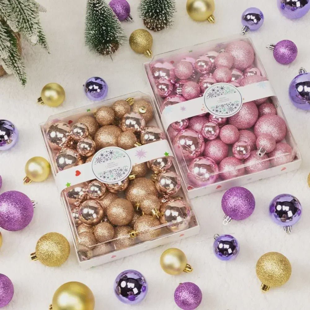 44x Kerstballen Set - Gemengde Maten 3cm/4cm - 7 Kleuren - Plastic Hangdecoratie