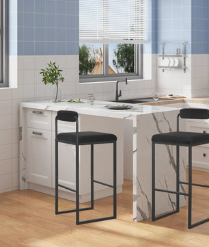 Set van 2 Moderne Keuken Barkrukken met Rugleuning en Voetensteun - Ergonomisch Design