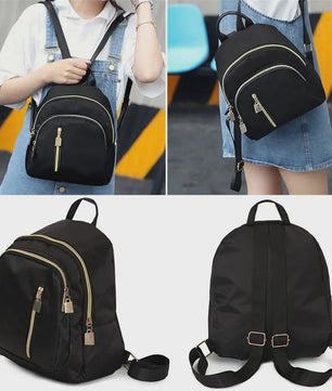 Stijlvolle Mini Rugzak Zwart - Nylon Daypack voor Dames en Heren, Ideaal voor Reizen