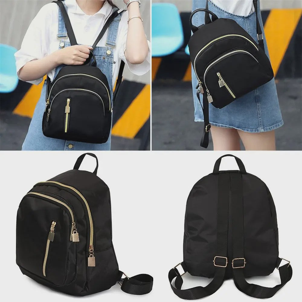 Stijlvolle Mini Rugzak Zwart - Nylon Daypack voor Dames en Heren, Ideaal voor Reizen