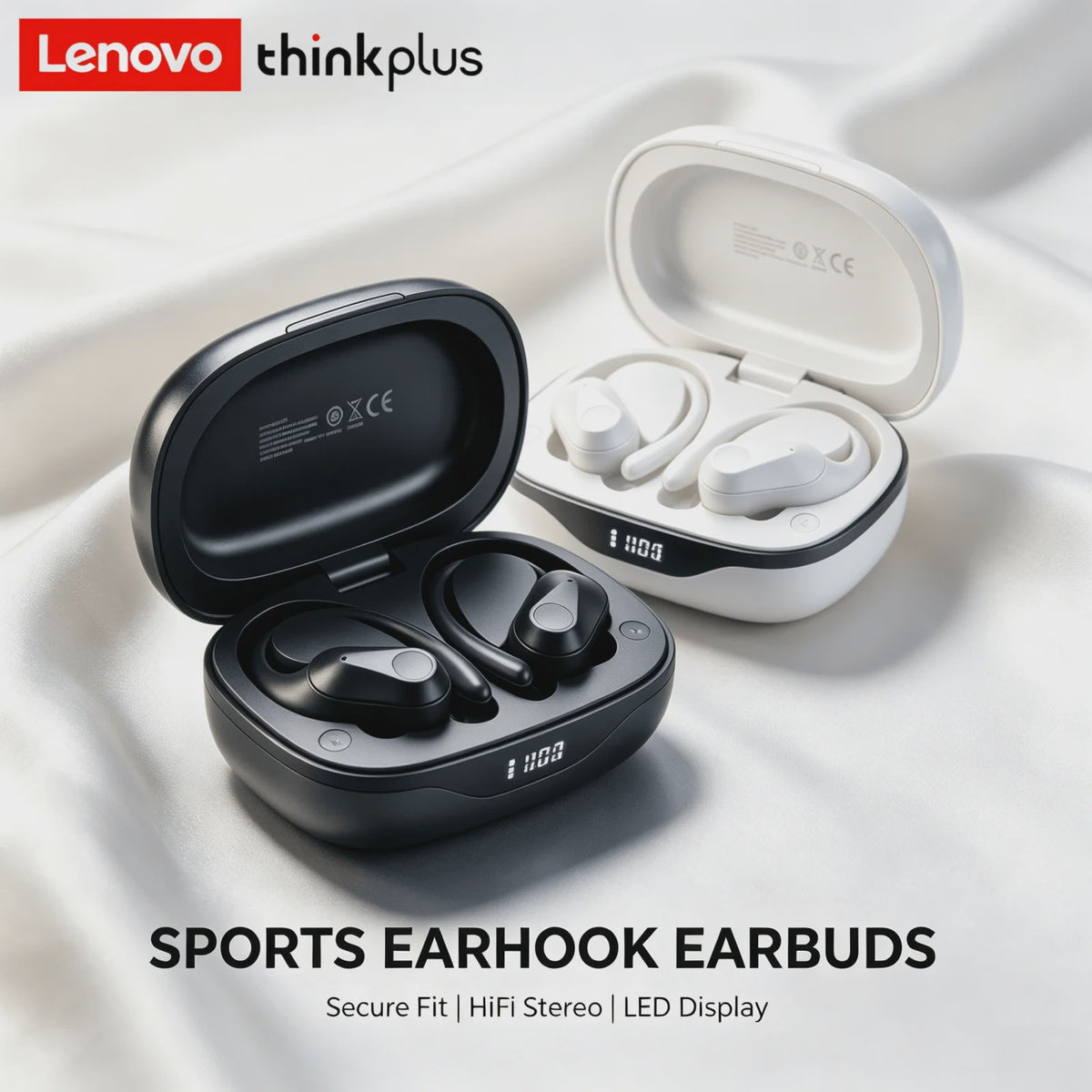 Lenovo LP75 Draadloze Oordopjes met Oorhaak - Sport, Bellen & Noise Cancelling