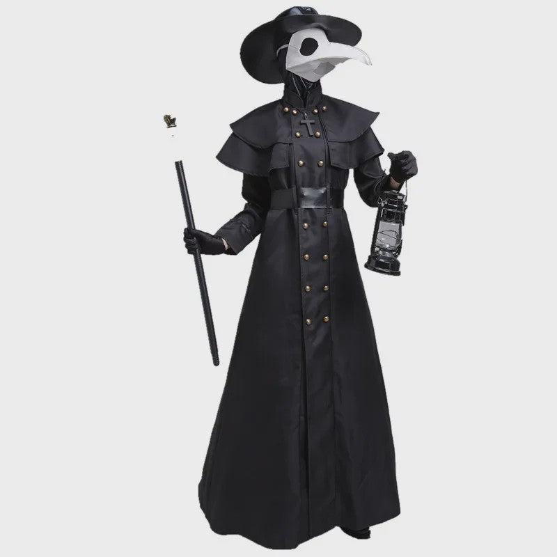 Middeleeuwse Pestdokter Kapmantel met Masker & Hoed - Halloween Cosplay Kostuum