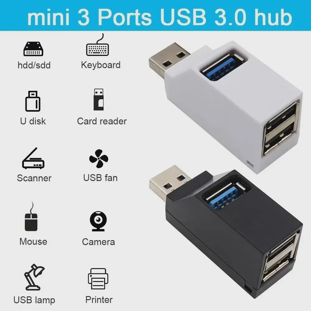 USB 3.0 Hub Extender met 3 Poorten: 1x USB 3.0 & 2x USB 2.0
