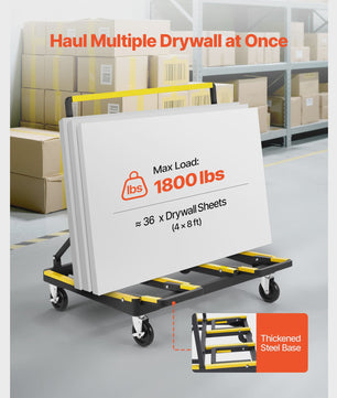 Robuuste Gipsplatenkar met Spanband & Uitklapbaar Dek - 1800 lbs / 816 kg Capaciteit