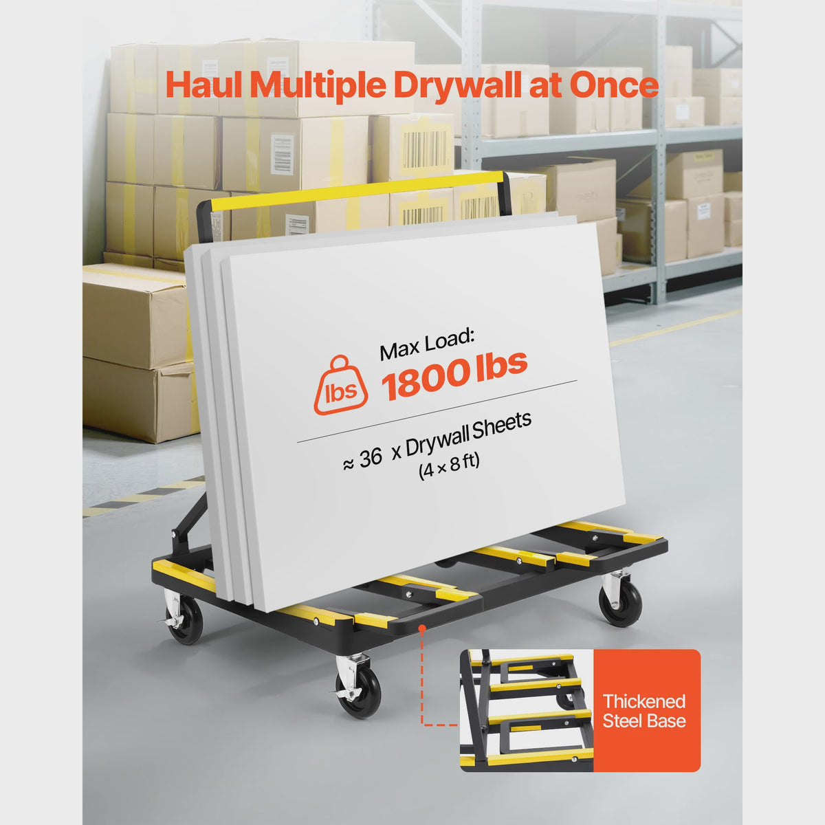 Robuuste Gipsplatenkar met Spanband & Uitklapbaar Dek - 1800 lbs / 816 kg Capaciteit