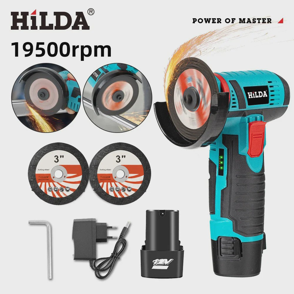 HILDA 12V Mini Haakse Slijper - Draadloos, Oplaadbaar voor Slijpen, Polijsten & Schuren