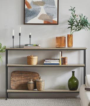 Vintage Console Tafel met 3 etages - Smalle Haltafel & Bijzettafel