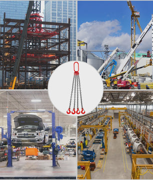 4T 4-delige Kettingtakel 8MM - 2 Meter Lengte - Grade 80 Staal - Hoge Temperatuur Bestendig