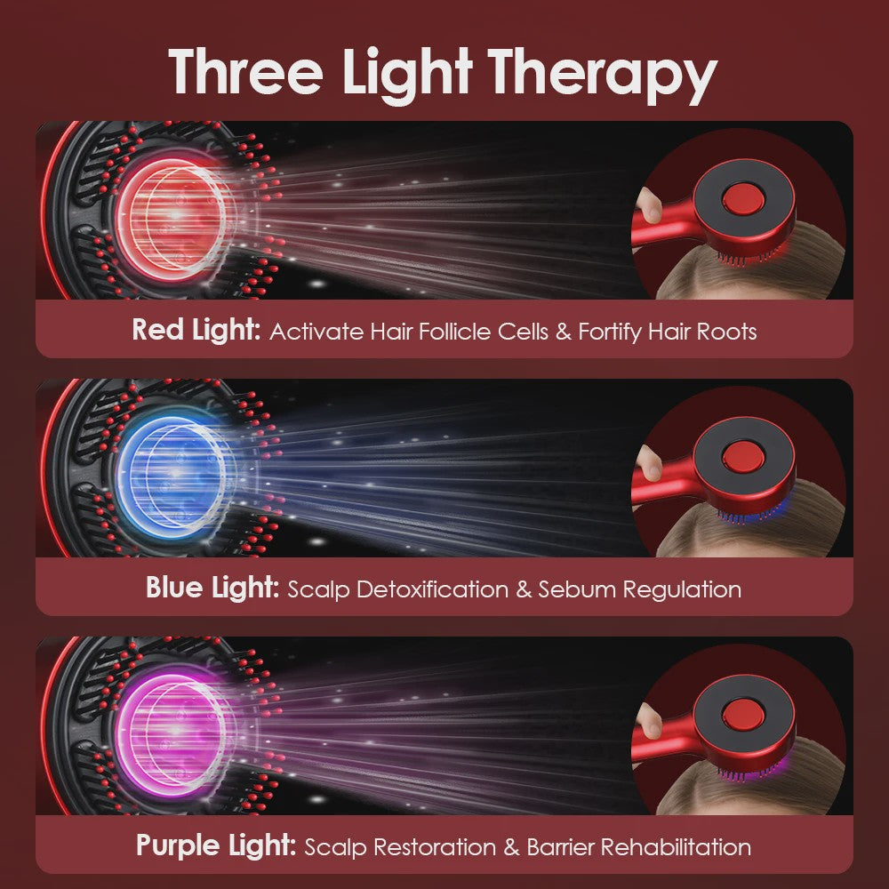 Elektrische Scalp Massage Kam met Vibratie & Lichttherapie voor Haargroei