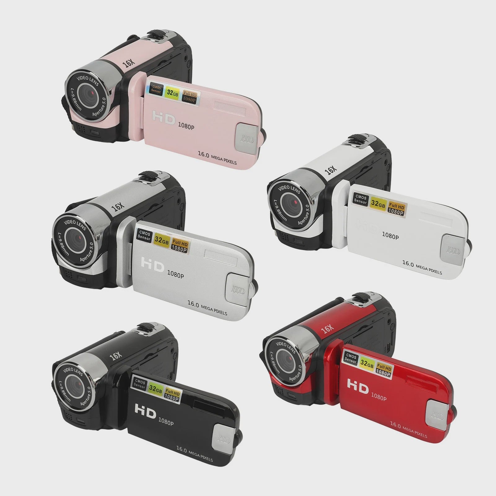 HD Digitale Camera 1080P Camcorder met 16MP, 16x Zoom, Draaibaar Scherm & Vullicht
