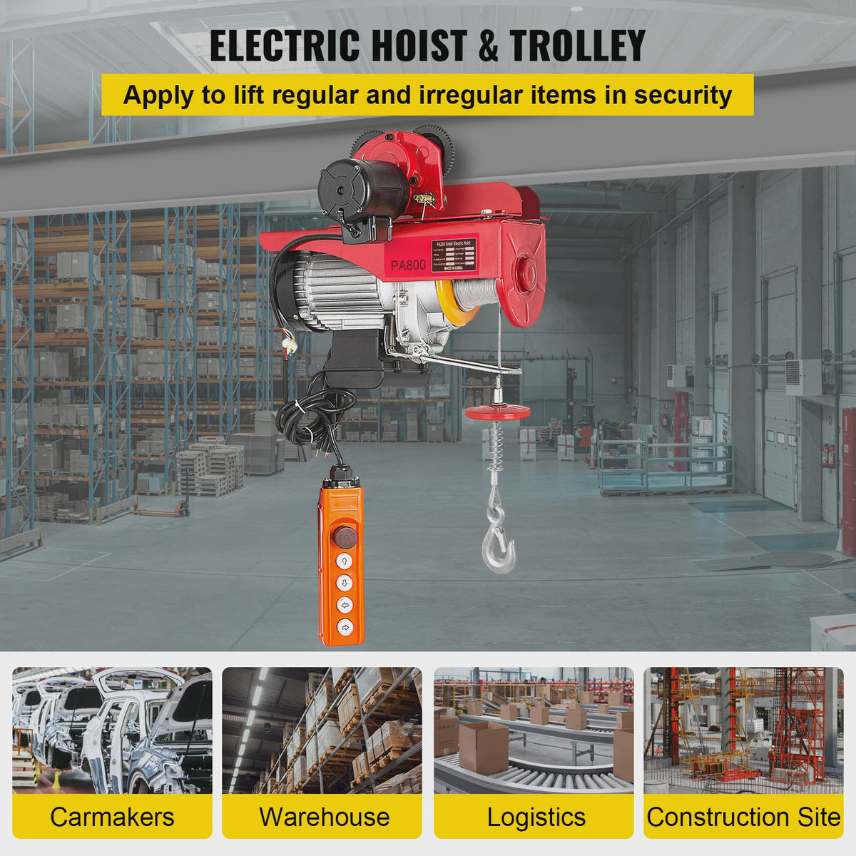 Elektrische Takel met Trolley 1700/2200 LBS - Krachtige Hijs- en Hefoplossing