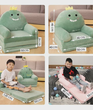 Opvouwbare Kinderfauteuil 2-in-1 | Pluche Cartoon Stoel voor Kinderkamer