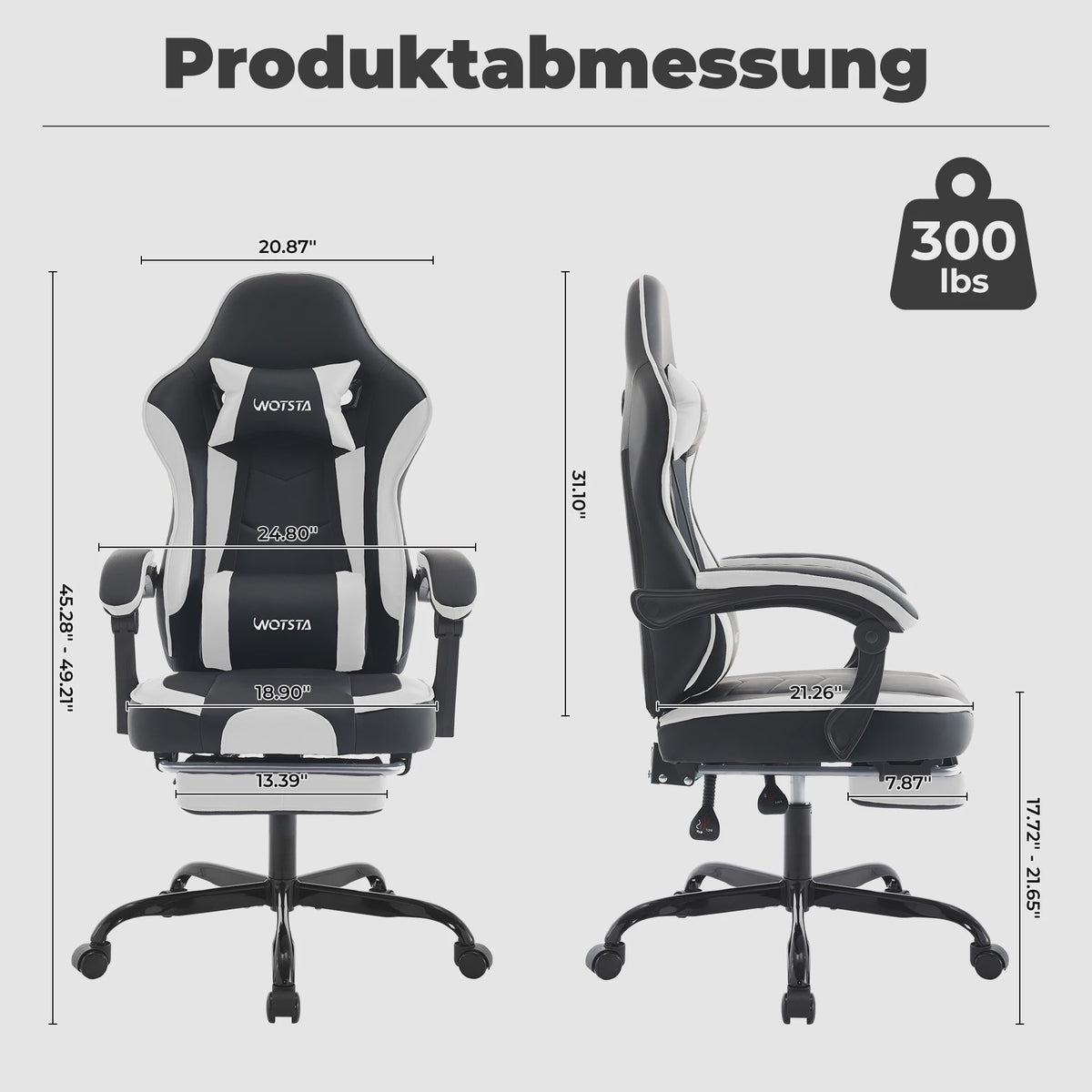 Ergonomische Gaming Stoel met Voetensteun & Lendekussen - Verstelbaar