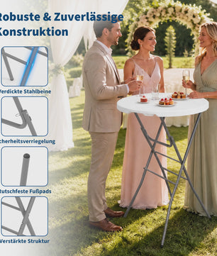 Ronde Staande Klaptafel 80cm - Weerbestendige Bistro Tafel voor Buitenfeesten & Evenementen