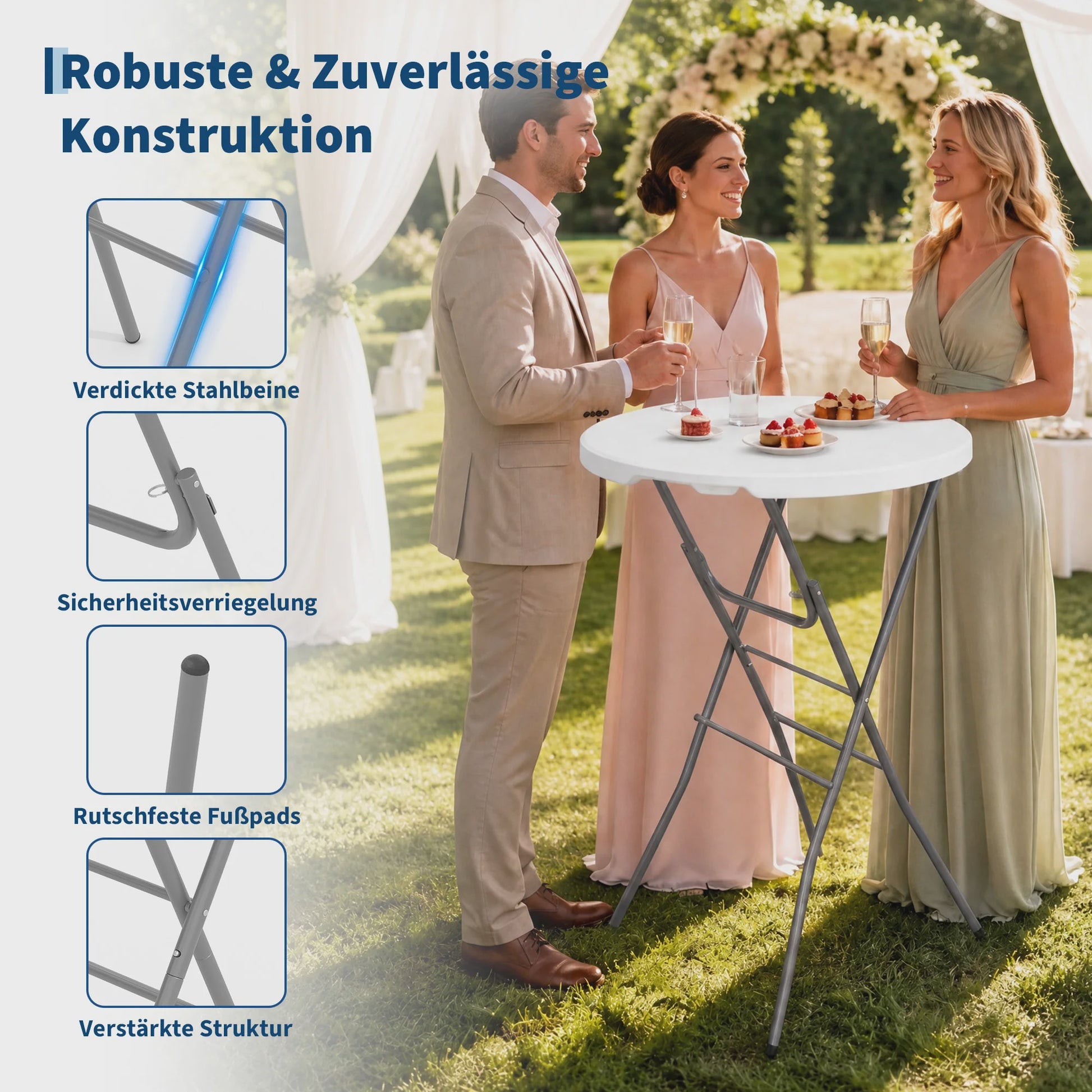 Ronde Staande Klaptafel 80cm - Weerbestendige Bistro Tafel voor Buitenfeesten & Evenementen
