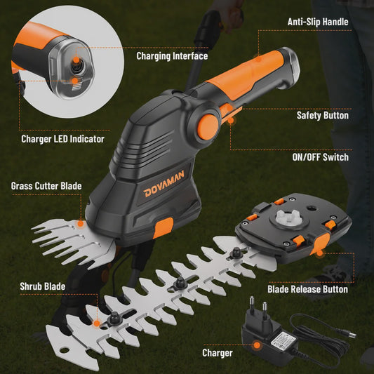 DOVAMANN 3-in-1 Snoeischaar met Telescoopsteel - Draadloos & 2 Bladen voor Tuinonderhoud