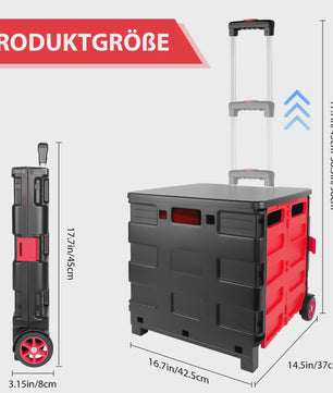 Opvouwbare Boodschappentrolley met Deksel en Telescoopsteel - Handig voor Boodschappen, Tuin & Camping
